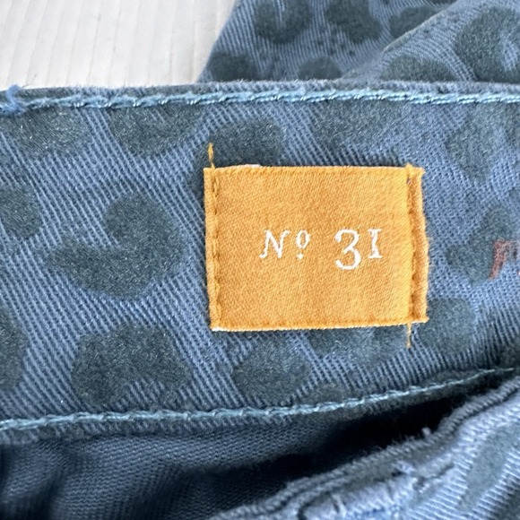 Pilcro Womens Jeans 31 Stet Teal Blue Flocked Velvet Leopard Animal Boho Western - Picture 15 of 16
